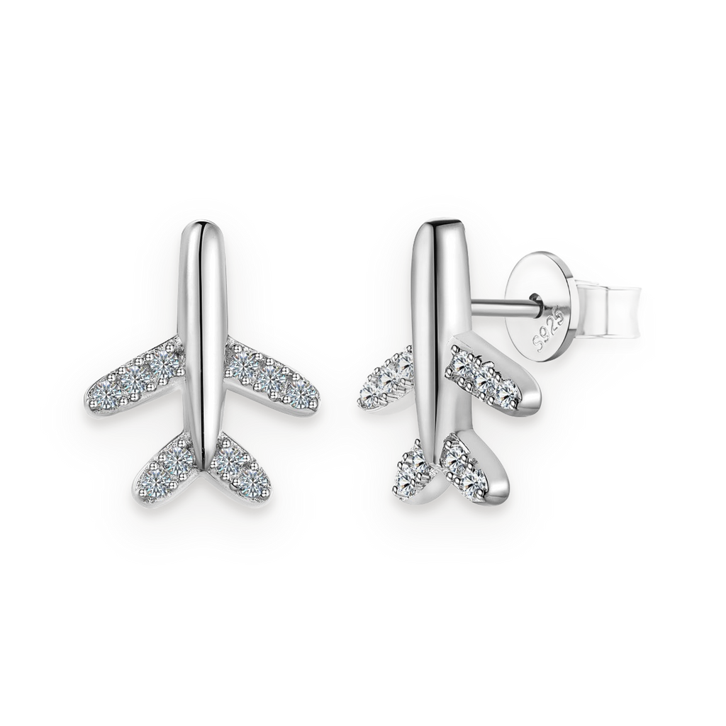 Pendientes de avión de moissanitas 0,1 ct en plata