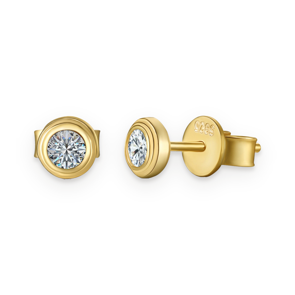 Pendientes de botón de moissanita 0,1 ct dorados