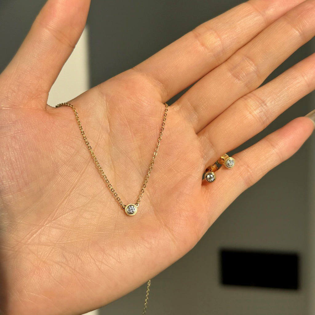 Pendientes de botón de moissanitas 0,2 ct en plata