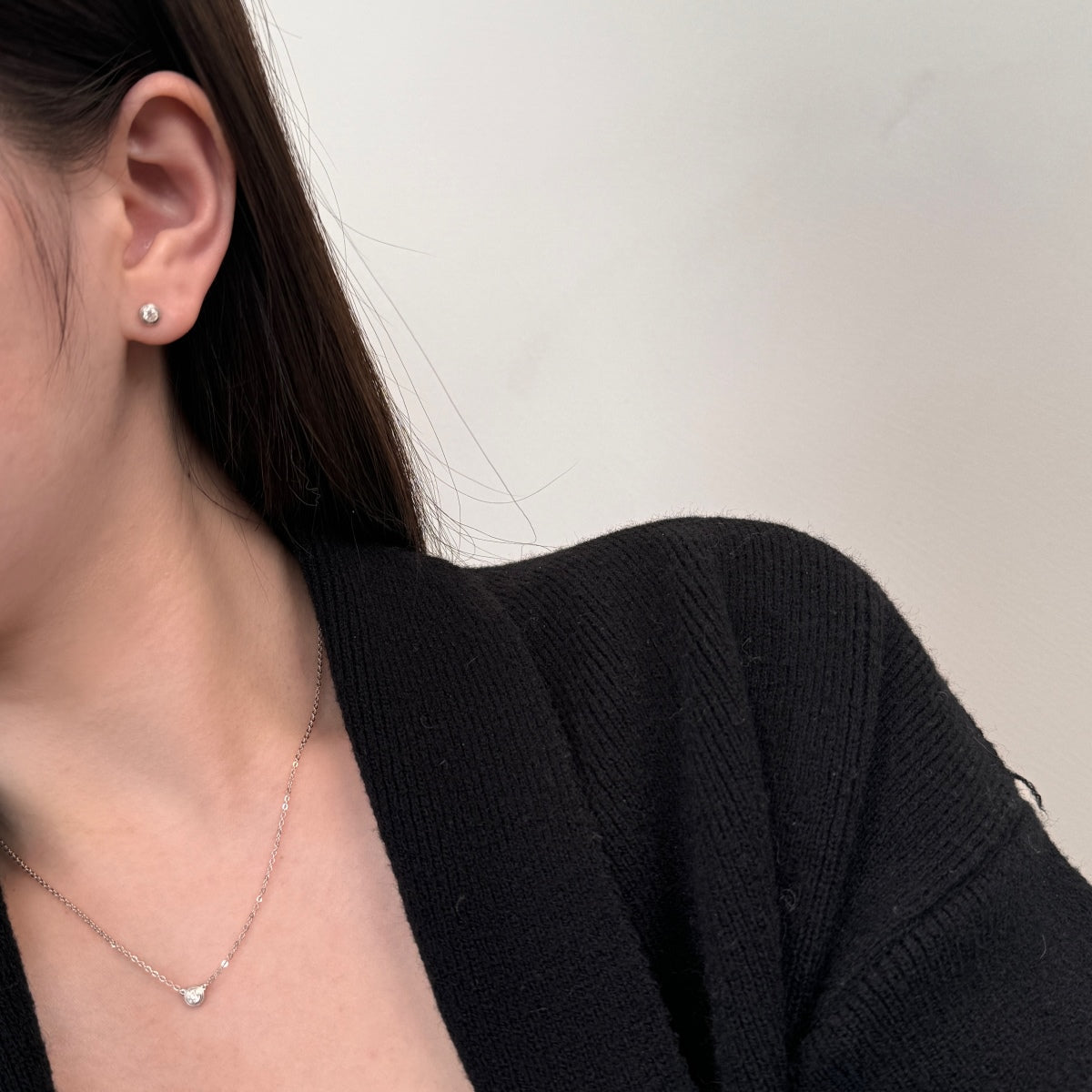 Pendientes de botón de moissanitas 0,2 ct en plata