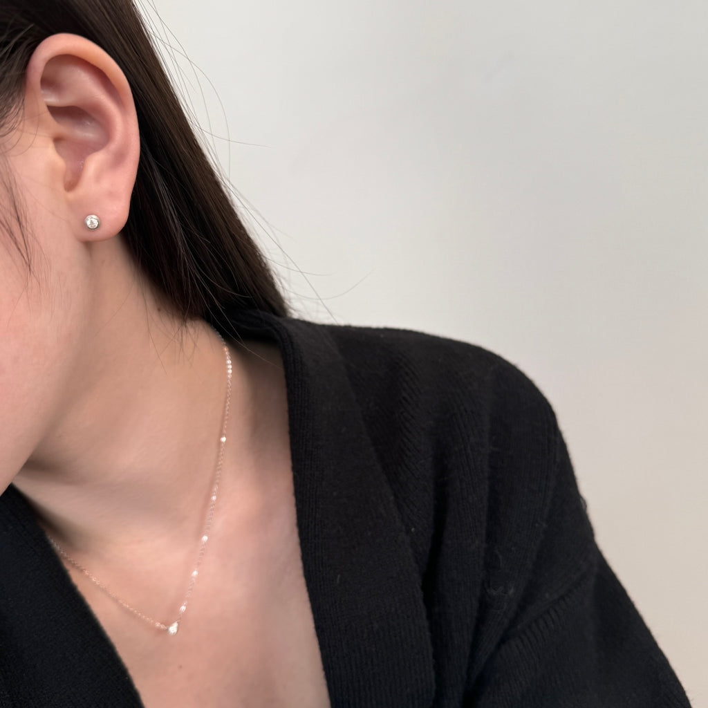 Pendientes de botón de moissanitas 0,2 ct en plata