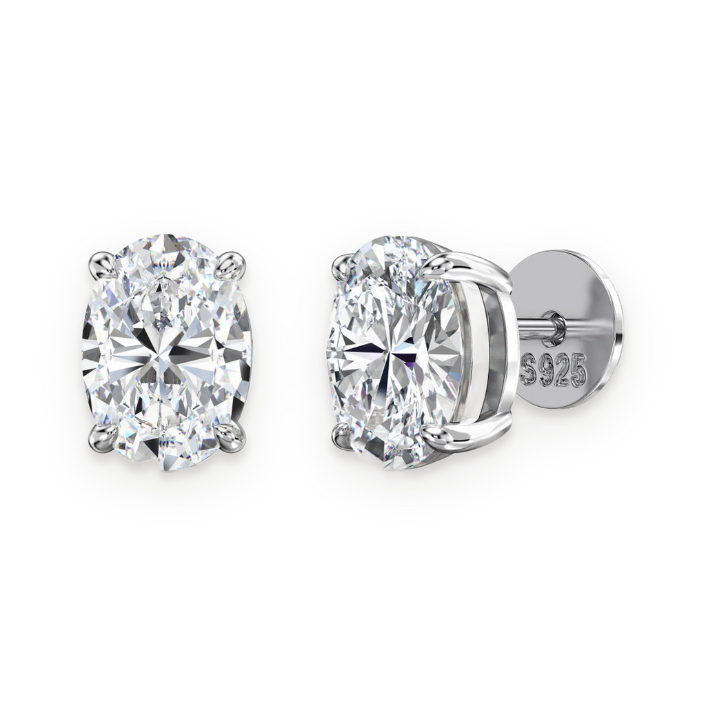 Pendientes de botón de moissanitas 0,8 ct en plata
