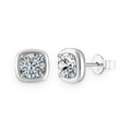 Pendientes de botón de moissanitas 1 ct en plata