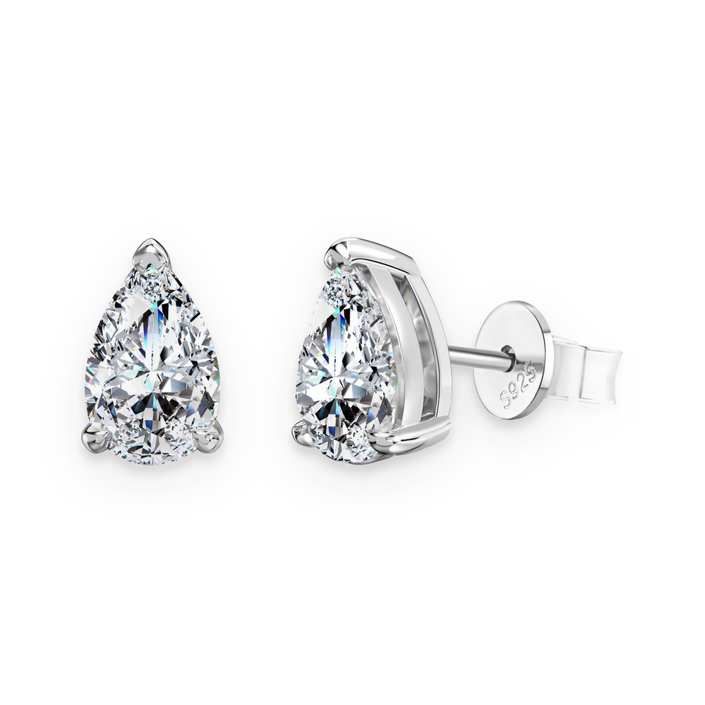 Pendientes de botón de moissanitas 2 ct en plata