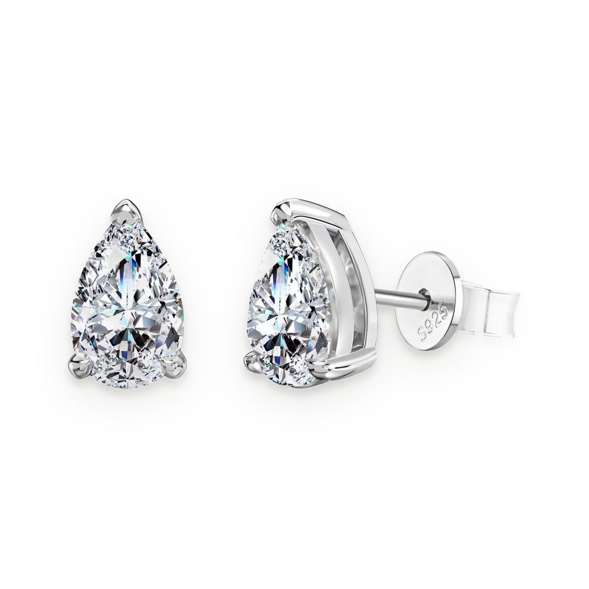 Pendientes de botón de moissanitas 2 ct en plata