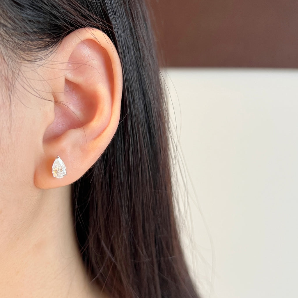 Pendientes de botón de moissanitas 2 ct en plata