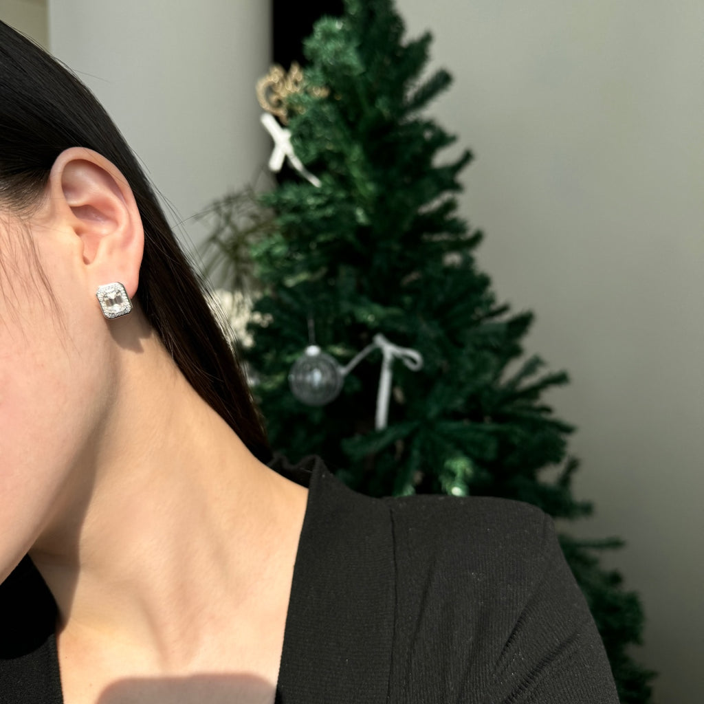Pendientes de halo de moissanitas 4 ct en plata