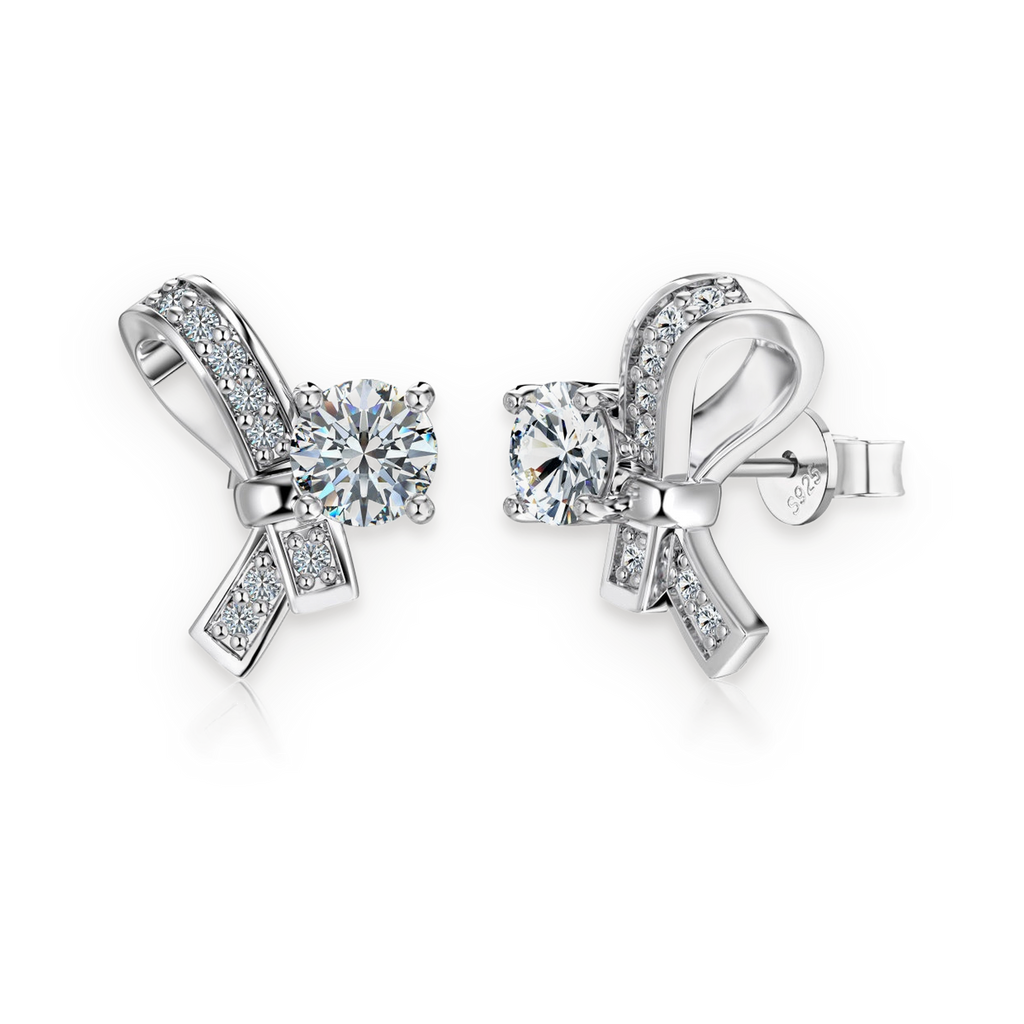 Pendientes de lazo de moissanitas 0,6 ct en plata
