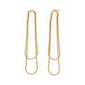 Pendientes largos de doble línea en acero dorado