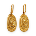 Pendientes colgantes de diseño espiral en acero dorado
