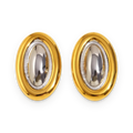Pendientes ovalados bicolor en acero dorado