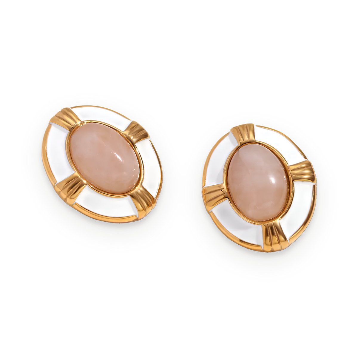 Pendientes geométricos de piedra natural en acero dorado