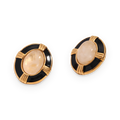 Pendientes ovalados de piedra natural en acero dorado