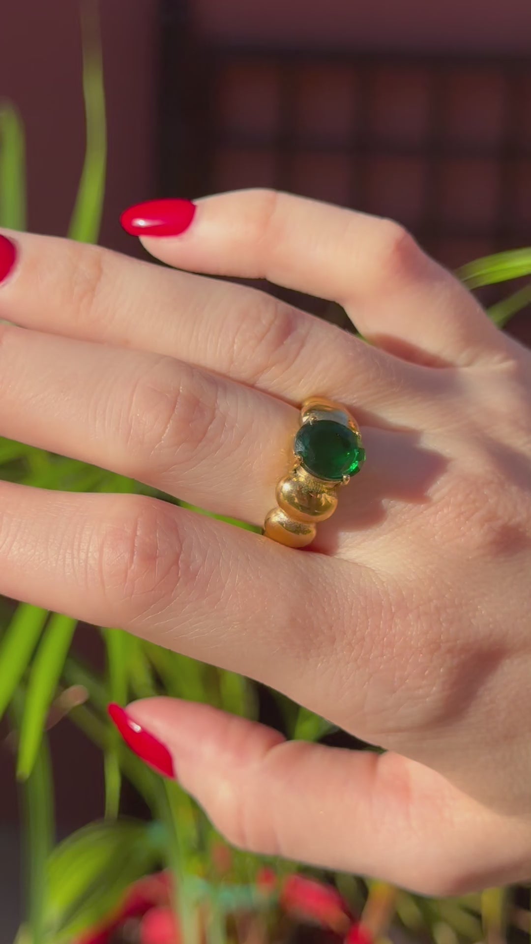 Anillo Beads Solitario Verde