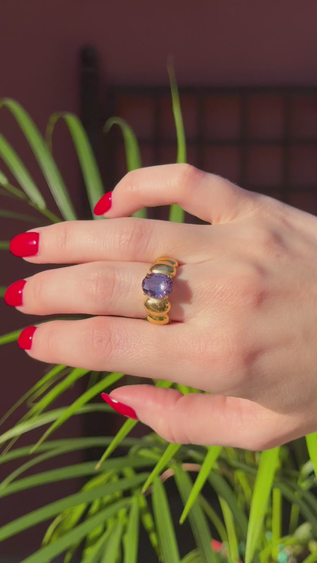 Anillo Beads Solitario Morado