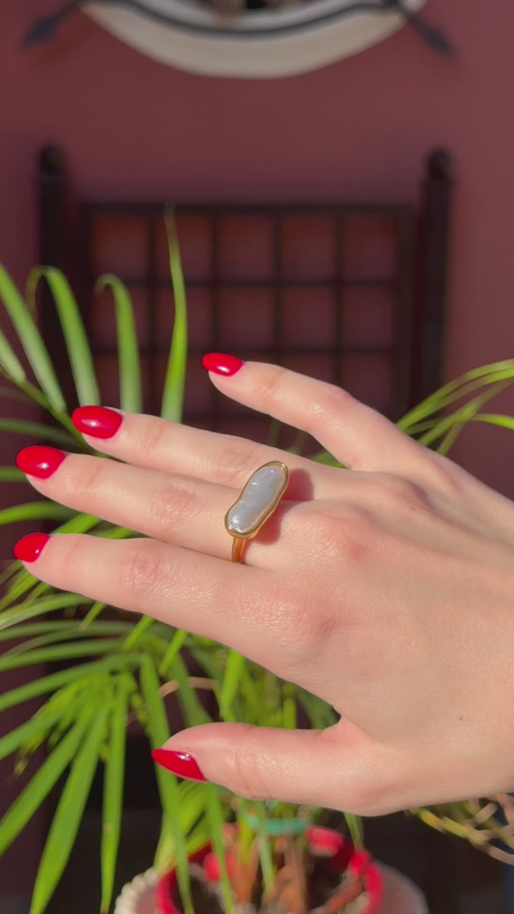 Anillo Perla Línea Dorada