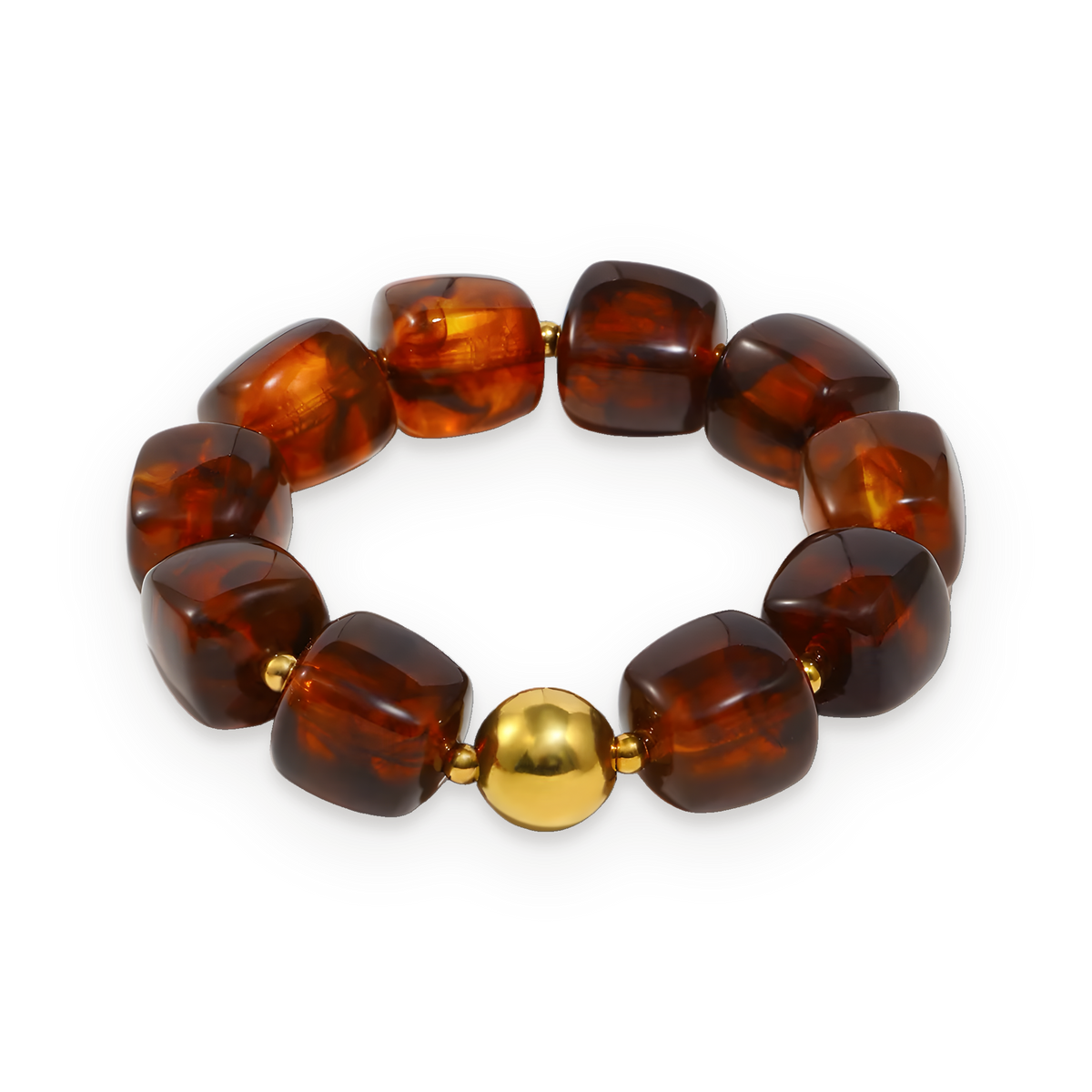 Pulsera de cuentas cúbicas en acero dorado
