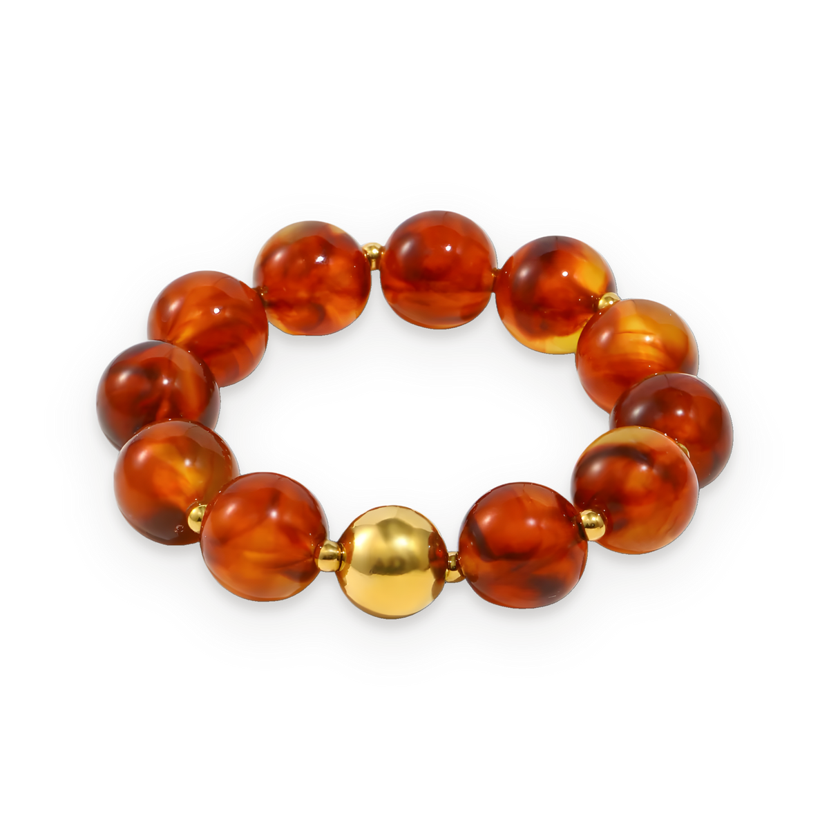 Pulsera de cuentas de piedra natural en acero dorado