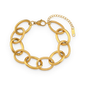 Pulsera de eslabones lisos y trenzados en acero dorado