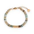 Pulsera de cuentas de jaspe en acero dorado