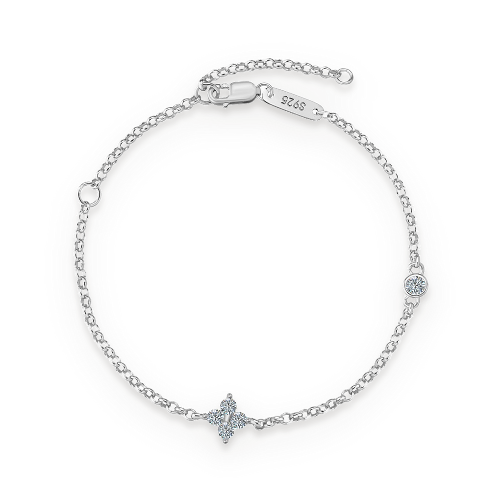 Pulsera con flor de moissanitas 0,31 ct en plata