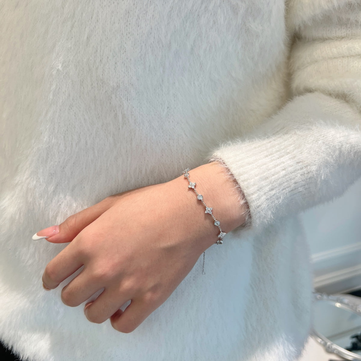 Pulsera de cadena de moissanitas 1,28 ct en plata