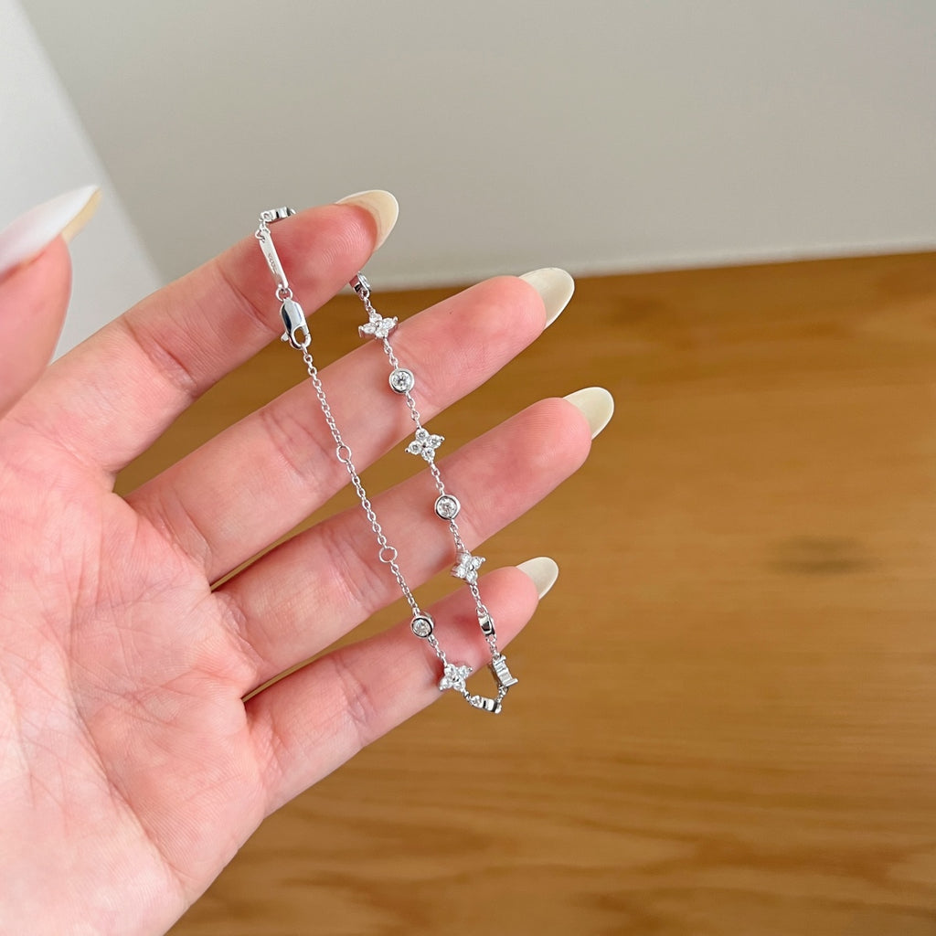 Pulsera de cadena de moissanitas 1,28 ct en plata