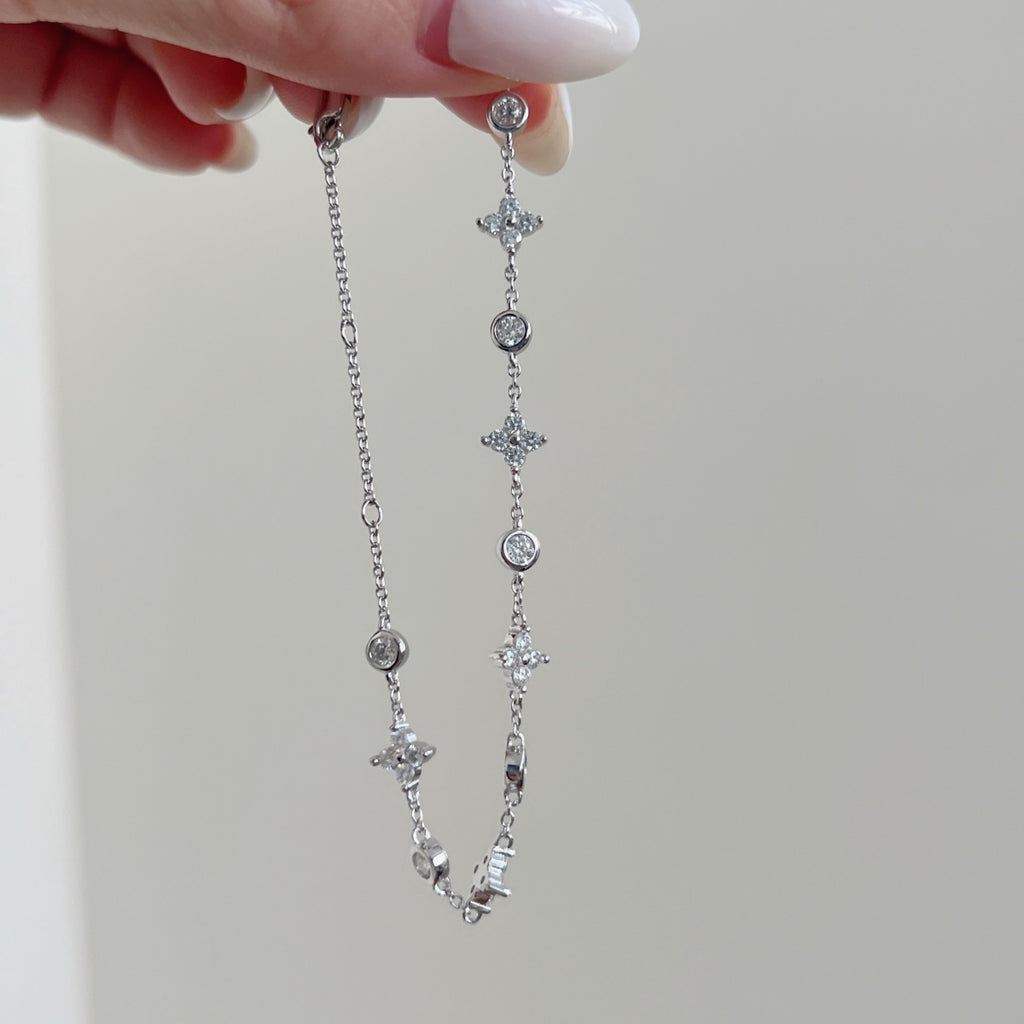 Pulsera de cadena de moissanitas 1,28 ct en plata