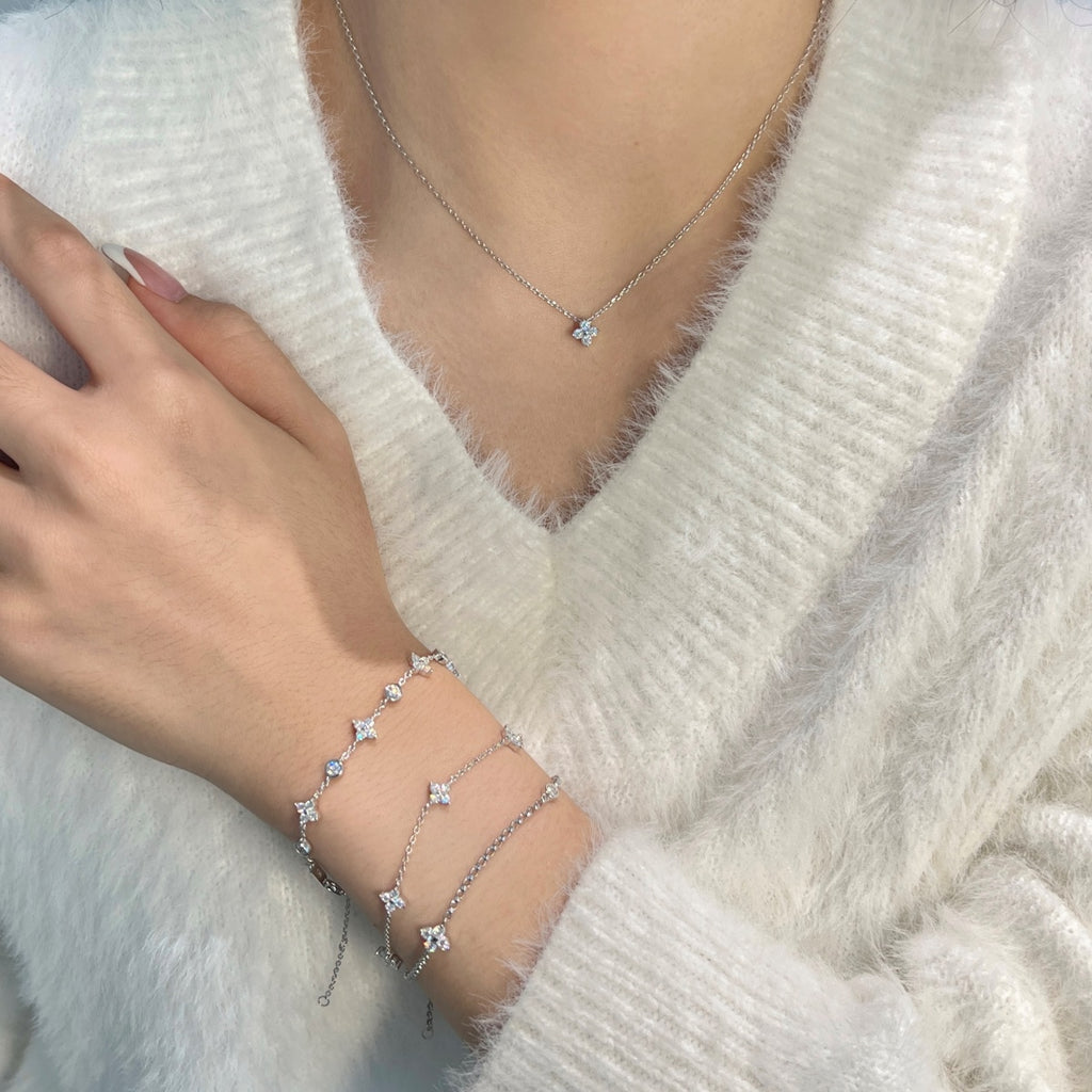 Pulsera de cadena de moissanitas 1,28 ct en plata
