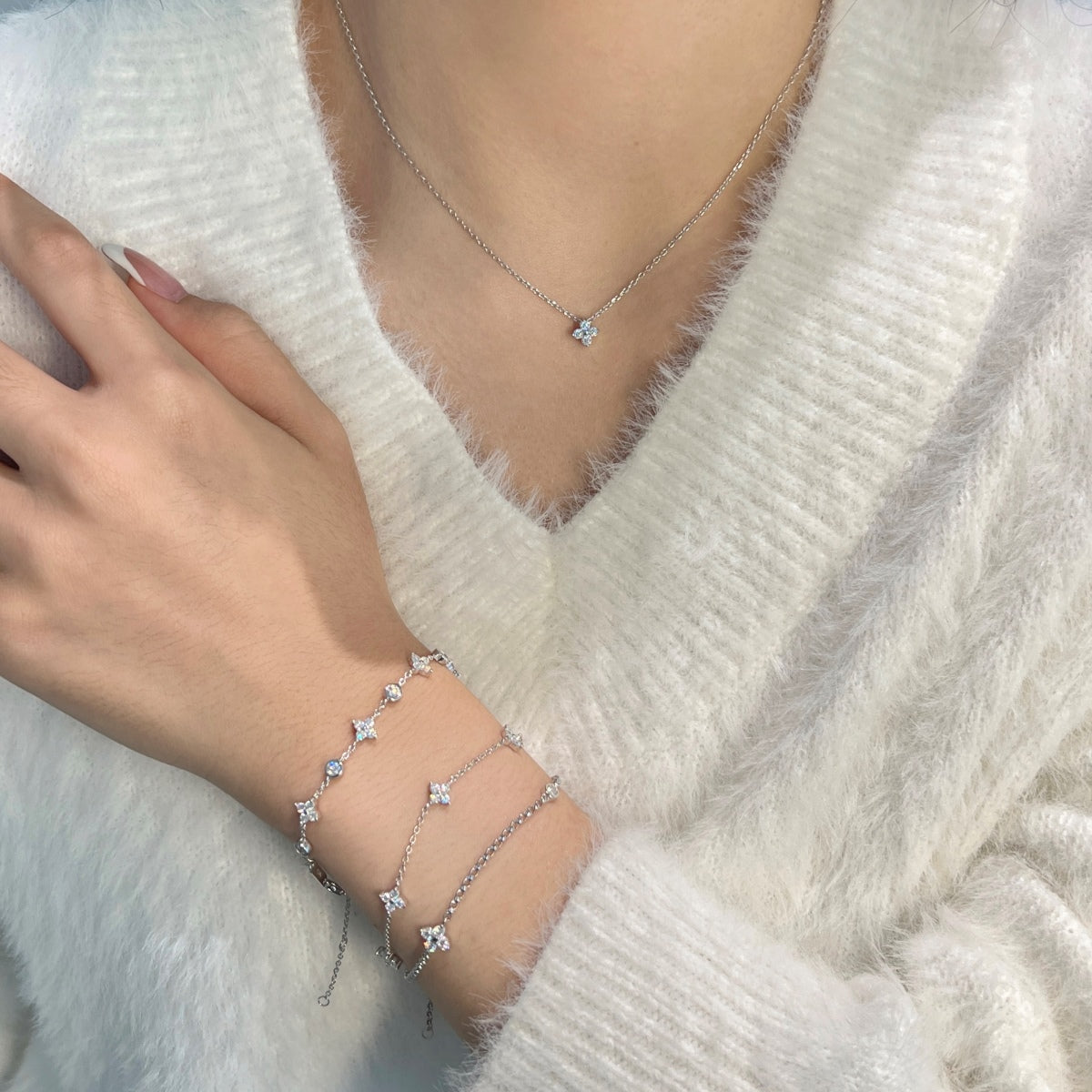 Pulsera de cadena de moissanitas 1,28 ct en plata