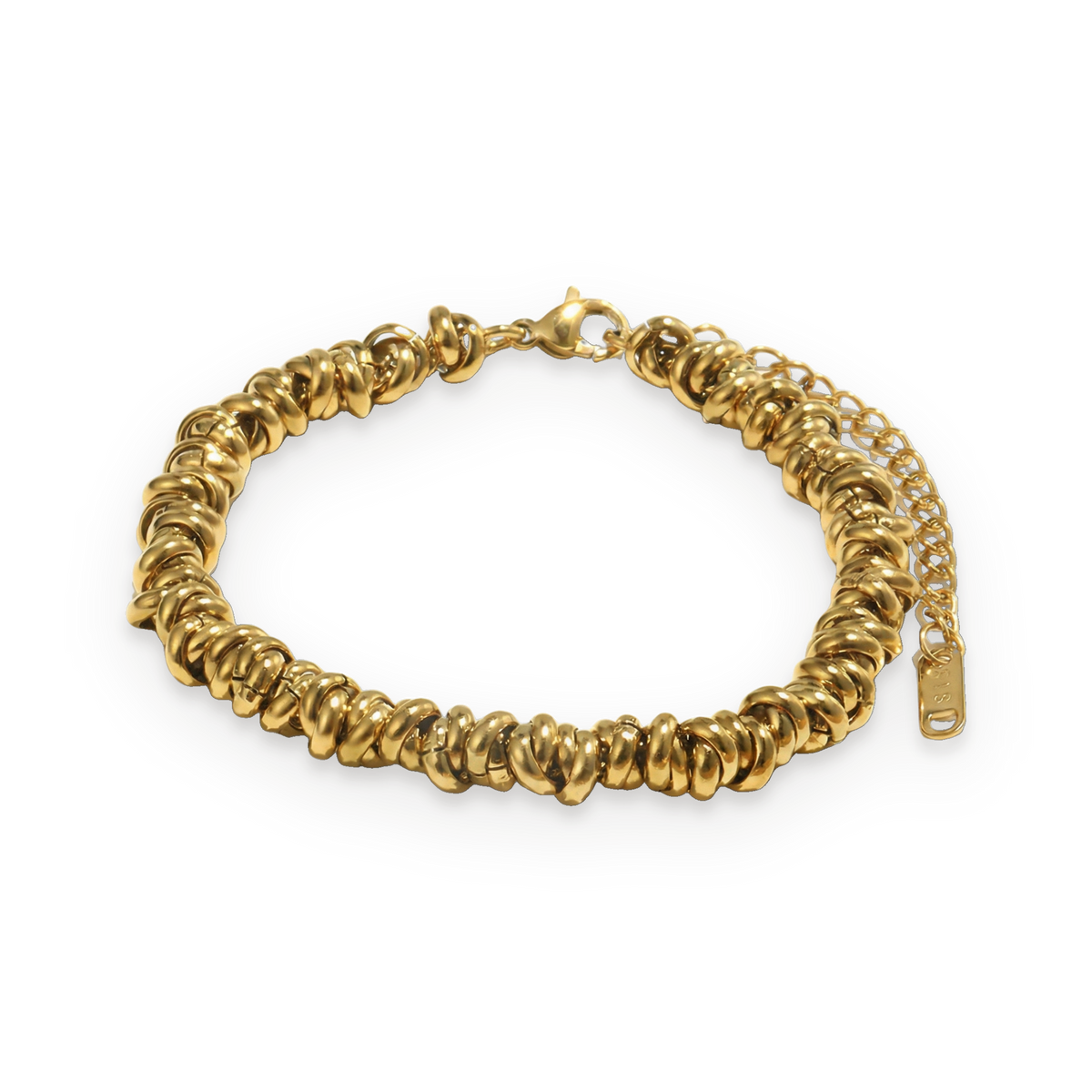 Pulsera de aros en acero dorado