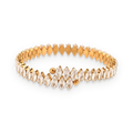 Pulsera tenis abierta de circonitas en acero dorado